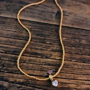 Diamond Shaped Heart w/ Gold Beads Necklace